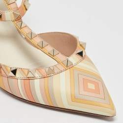 Pre Owned Valentino Multicolor Leather Rockstud Pumps Size 37.5