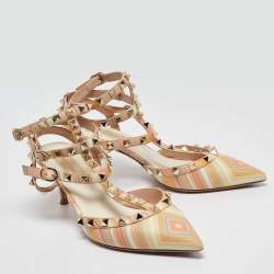 Pre Owned Valentino Multicolor Leather Rockstud Pumps Size 37.5