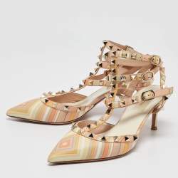Pre Owned Valentino Multicolor Leather Rockstud Pumps Size 37.5