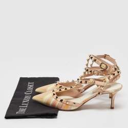 Pre Owned Valentino Multicolor Leather Rockstud Pumps Size 37.5