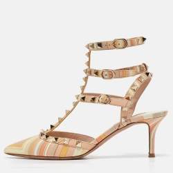 Pre Owned Valentino Multicolor Leather Rockstud Pumps Size 37.5