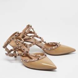 Valentino Beige Patent and Leather Rockstud Pumps Size 40