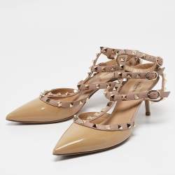 Valentino Beige Patent and Leather Rockstud Pumps Size 40