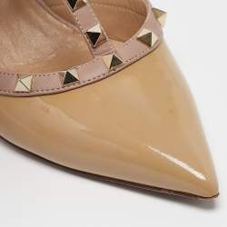 Valentino Beige Patent and Leather Rockstud Pumps Size 40