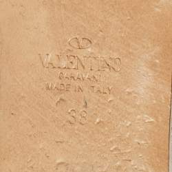 Pre Owned Valentino Metallic Leather Rockstud Flat Slides Size 38