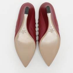 Valentino Burgundy Leather Rockstud Wedge Pumps Size 37