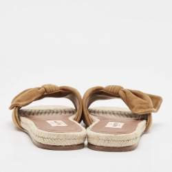 Pre Owned Valentino Brown Suede Bow Espadrille Flats Size 39.5