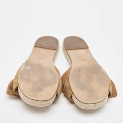 Pre Owned Valentino Brown Suede Bow Espadrille Flats Size 39.5