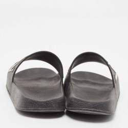 Valentino Black Rubber VLTN Flat Slides Size 38