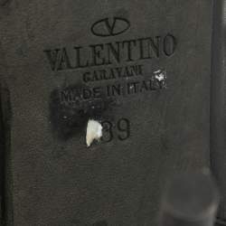 Pre Owned Valentino Black Leather Rockstud Pumps Size 39