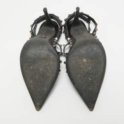 Pre Owned Valentino Black Leather Rockstud Pumps Size 39