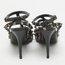 Pre Owned Valentino Black Leather Rockstud Pumps Size 39