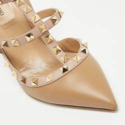 Valentino Beige Leather Rockstud Pumps Size 37