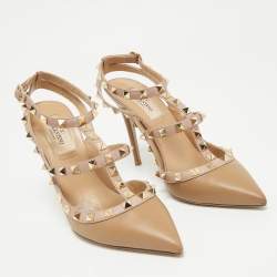 Valentino Beige Leather Rockstud Pumps Size 37