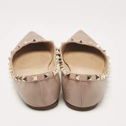 Valentino Beige Leather Rockstud Ballet Flats Size 39