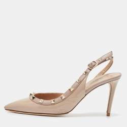 Valentino Dusty Pink Patent Leather Rockstud D'orsay Slingback Pumps Size 37