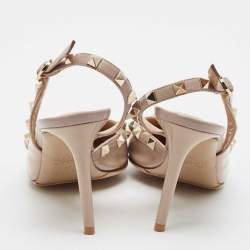 Valentino Dusty Pink Patent Leather Rockstud D'orsay Slingback Pumps Size 37