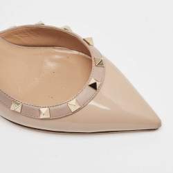Valentino Dusty Pink Patent Leather Rockstud D'orsay Slingback Pumps Size 37