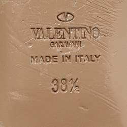 Pre Owned Valentino Green/Pink Leather Rockstud Caged Ballet Flats Size 38.5