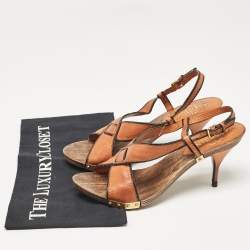 Valentino Brown Leather Ankle Strap Sandals Size 37