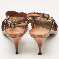 Valentino Brown Leather Ankle Strap Sandals Size 37