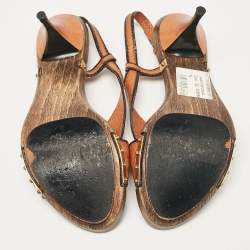Valentino Brown Leather Ankle Strap Sandals Size 37