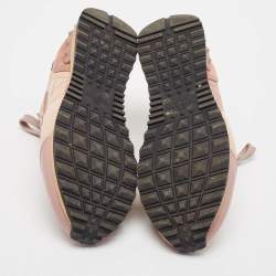Pre Owned Valentino Pink Camouflage Canvas and Suede Rockrunner Sneakers Size 38