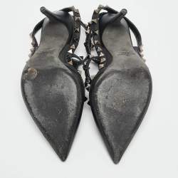 Pre Owned Valentino Black Leather Rockstud Pumps Size 37