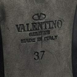 Pre Owned Valentino Black Leather Rockstud Pumps Size 37