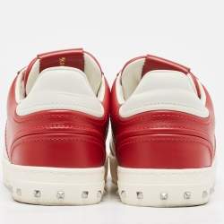 Valentino Red/White Leather Fly Crew Low Top Sneakers Size 40.5