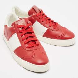 Valentino Red/White Leather Fly Crew Low Top Sneakers Size 40.5