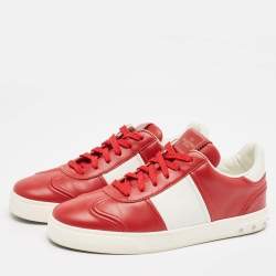 Valentino Red/White Leather Fly Crew Low Top Sneakers Size 40.5
