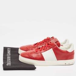 Valentino Red/White Leather Fly Crew Low Top Sneakers Size 40.5