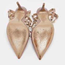 Pre Owned Valentino Beige Leather Rockstud Pumps Size 39