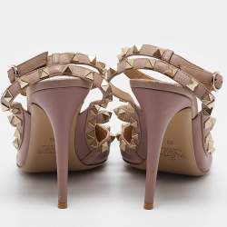 Pre Owned Valentino Beige Leather Rockstud Pumps Size 39