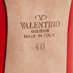 Valentino Red Leather Rockstud Ankle Tie Sandals Size 40