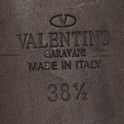 Pre Owned Valentino Black Leather Rockstud Pumps Size 38.5