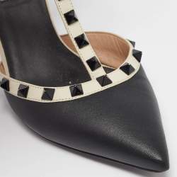 Pre Owned Valentino Black Leather Rockstud Pumps Size 38.5