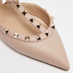 Pre Owned Valentino Dusty Pink Leather Rockstud Ankle Strap Pumps Size 38