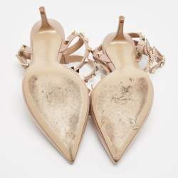 Pre Owned Valentino Dusty Pink Leather Rockstud Ankle Strap Pumps Size 38