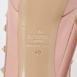 Valentino Beige/Pink Leather Rockstud Peep Toe Pumps Size 40