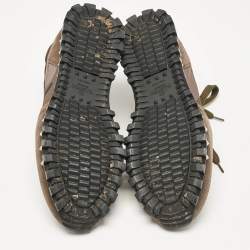 Pre Owned Valentino Green Nylon and Suede Rockrunner Low Top Sneakers Size 38