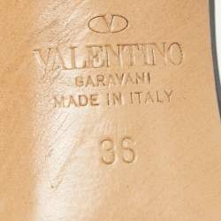 Pre Owned Valentino Black Leather Rockstud Slingback Pumps Size 36