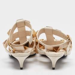 Pre Owned Valentino Cream Leather Roman Stud Pumps Size 38
