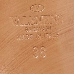 Pre Owned Valentino Black Leather VLogo Slingback Pumps Size 38