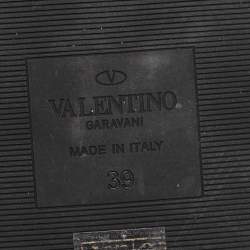 Pre Owned Valentino Black Leather One Stud Platform Sandals Size 39