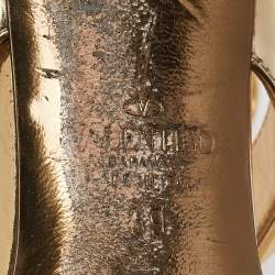 Pre Owned Valentino Gold Leather Roman Stud Ankle Strap Pumps Size 39