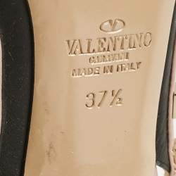 Pre Owned Valentino Black/Dusty Pink Leather Rockstud Ankle Strap Pumps Size 37.5