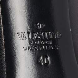 Pre Owned Valentino Black Leather Rockstud Ankle Wrap Pumps Size 40