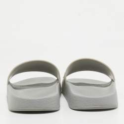 Valentino Grey Rubber VLTN Flat Slides Size 40